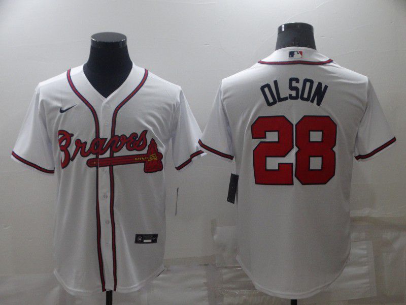 Men Atlanta Braves 28 Olson White Game Nike 2022 MLB Jerseys